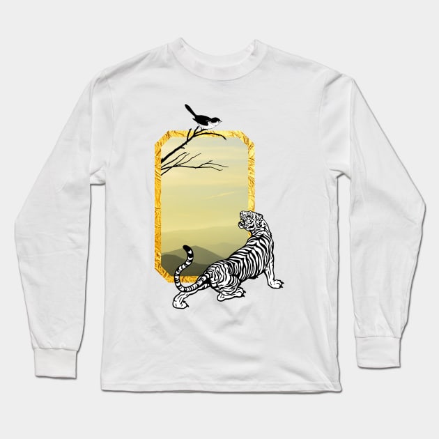 The tiger and the bird. Long Sleeve T-Shirt by LeonLedesma